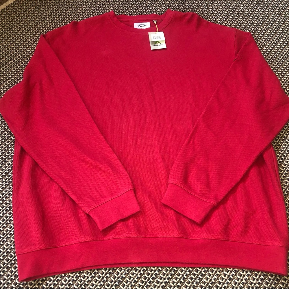 NEW Callaway Golf Chili Red Crewneck Relaxed Fit Knit Sweatshirt- Classic Casual